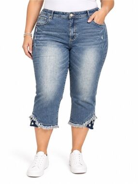 Flamingals Patriotic Star Denim Capri Jeans Women’s 4XL NWT